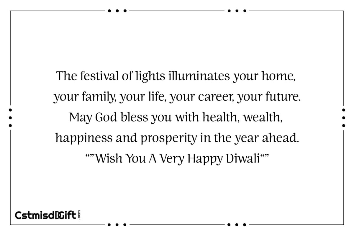 The festival of lights illuminates your home, your family, your life, your career, your future. May God bless you with health, wealth, happiness and prosperity in the year ahead. Wish You A Very Happy Diwali