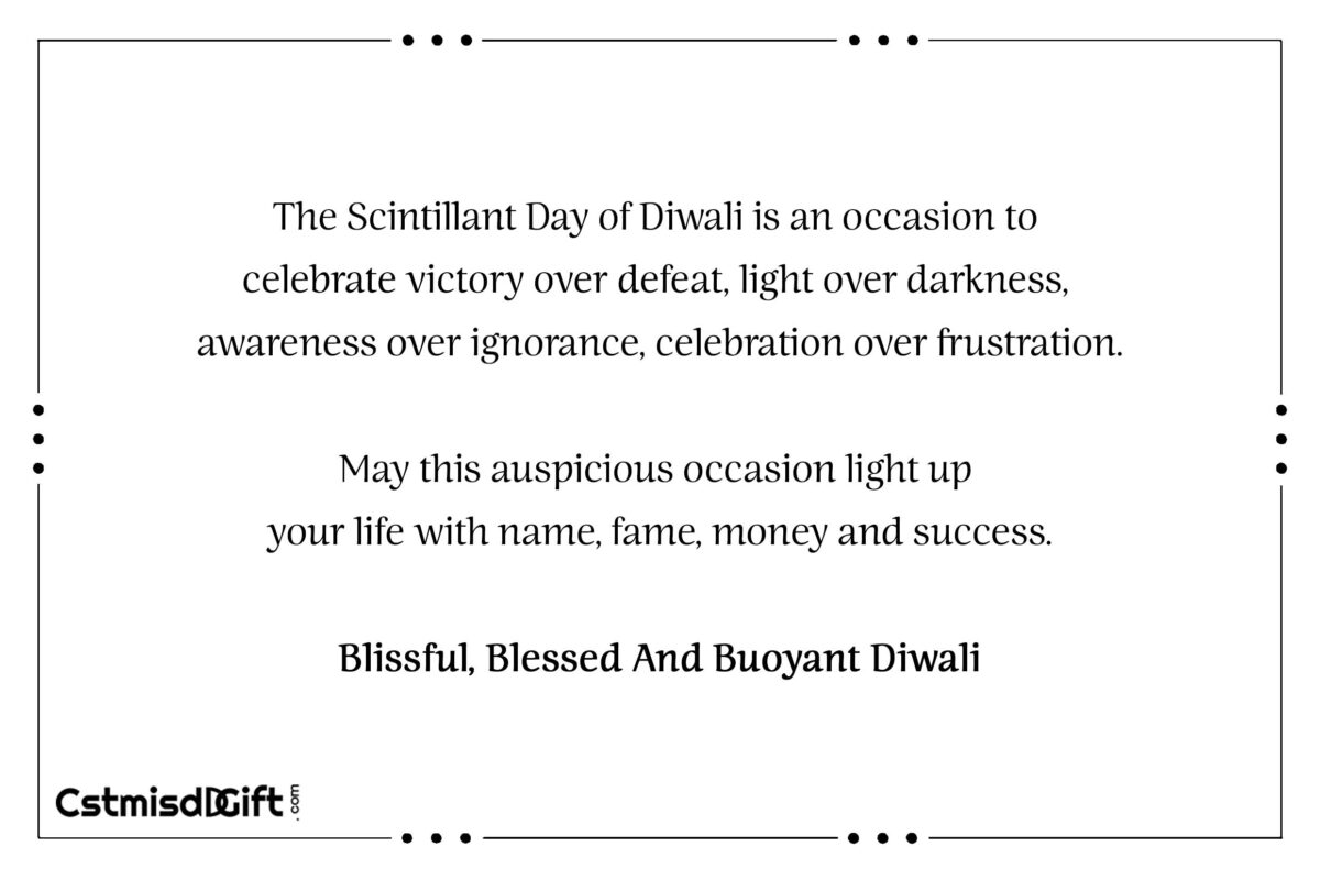 The Scintillant Day of Diwali is an occasion to celebrate victory over defeat, light over darkness, awareness over ignorance, celebration over frustration.